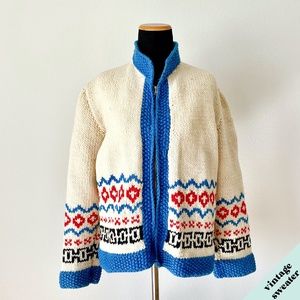 VINTAGE 70's Handmade Knit Sweater Jacket